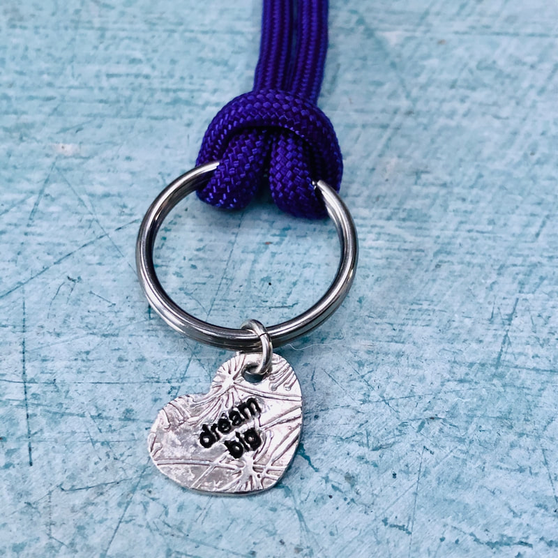 Dream big, heart, Mini Keychain, customized corporate gifts, sterling silver, recycled, eco friendly, Good Wave Gifts, Charm