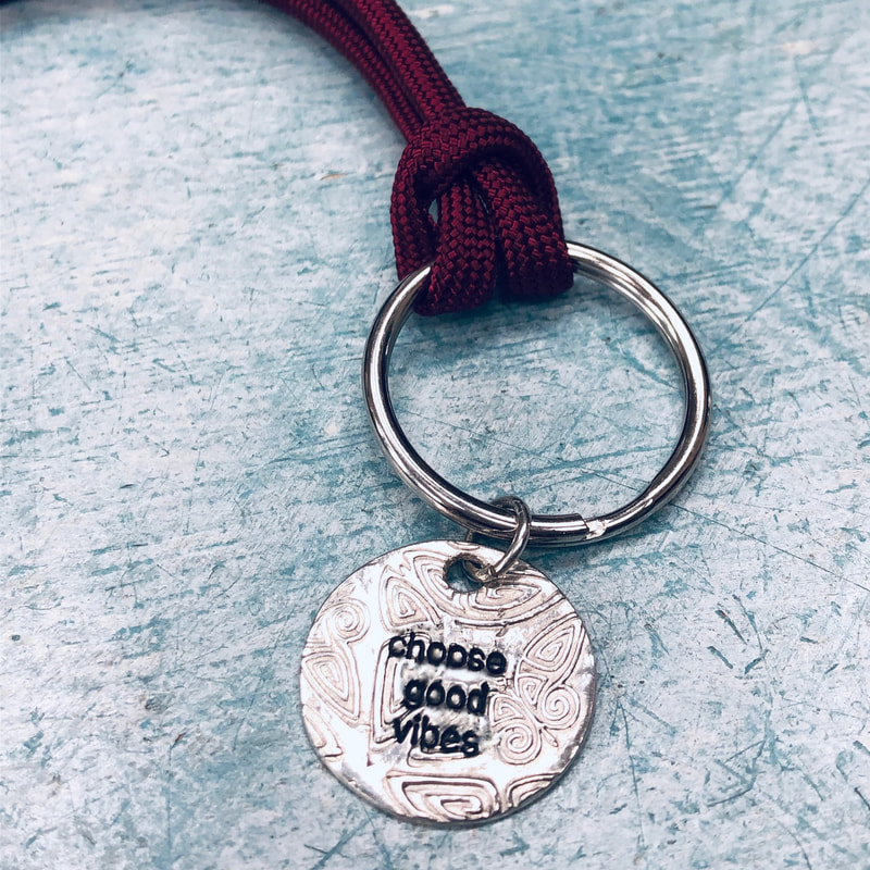 Choose Good Vibes, Keychain, customized corporate gifts, sterling silver, recycled, eco friendly, Good Wave Gifts