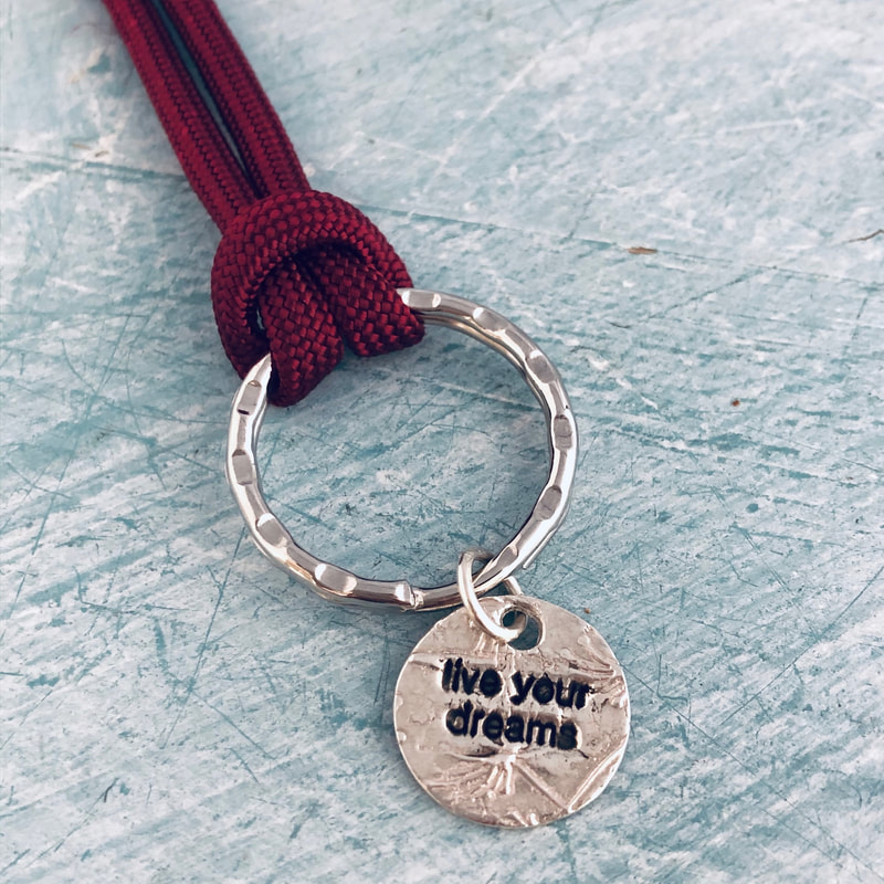 Live your dreams, Keychain, customized corporate gifts, sterling silver, recycled, eco friendly, Good Wave Gifts, charms