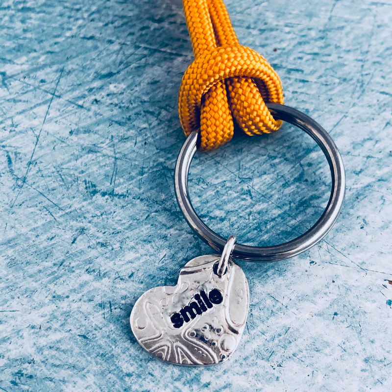 Smile, Mini Keychain, customized corporate gifts, sterling silver, recycled, eco friendly, Good Wave Gifts, smile charm