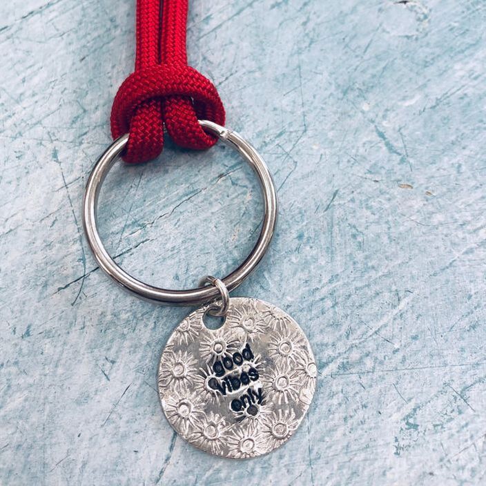 Good Vibes Only Keychain, customized corporate gifts, sterling silver, recycled, eco friendly, Good Wave Gifts